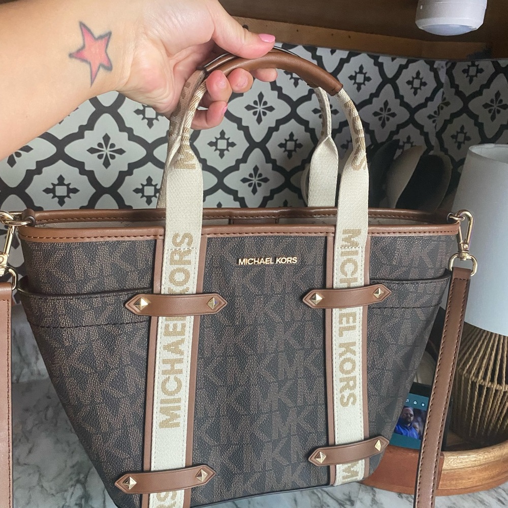 Michael Kors Brown and Cream Tote Bag